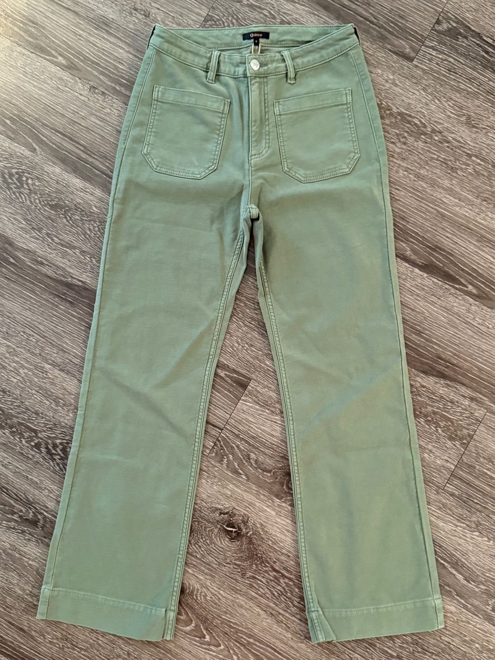 Quince Bella Stretch Patch Pocket Wide Leg Jeans New